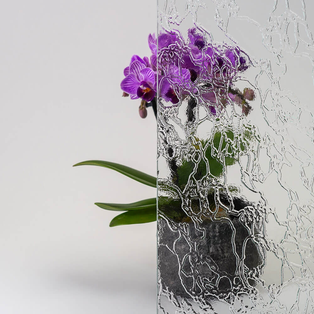 Ornamentglas Delta weiß